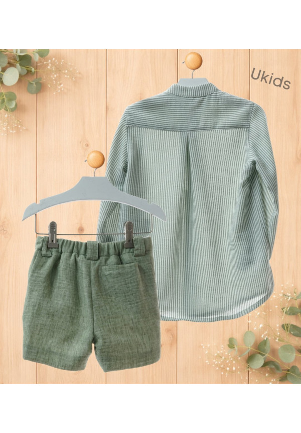 Traje Niño Pantalon Bermuda (2 Piezas) Art.1203 'Familia Sakura' Musgo