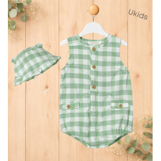 Pelele Y Gorro Plana Color Manzana