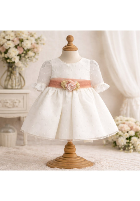 VESTIDO FALDA BÁMBULA Y TUL  color rosa