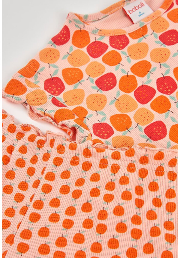 Pijama Canalé Estampado Niña Naranja