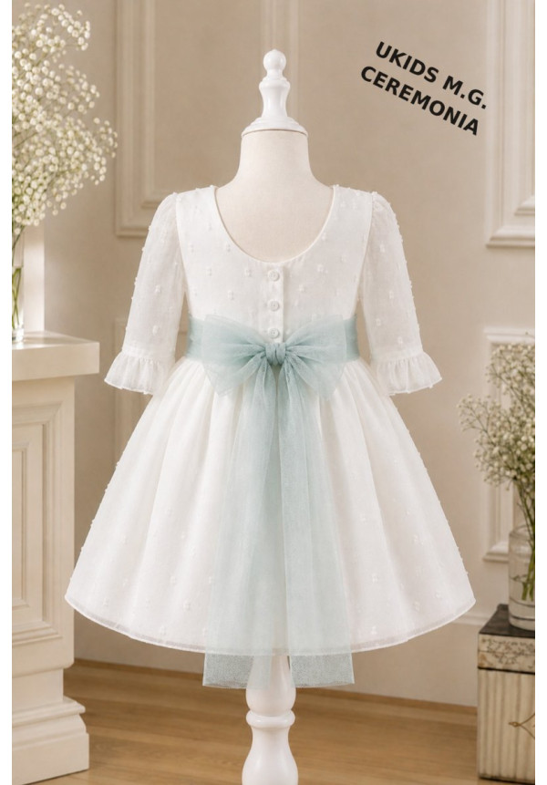 VESTIDO CEREMONIA PLUMETI GASA M/FRANCESA TUL VERDE