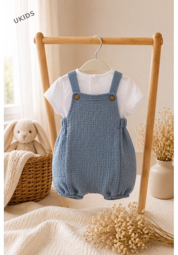 Conjunto Camiseta Y Peto Bambula Color Verde Agua