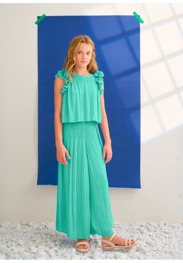 Conj. Pantalon Gasa Plisada Agua