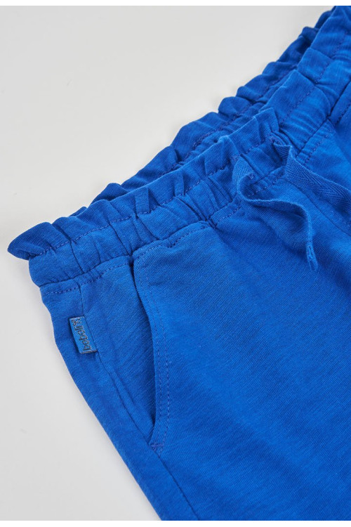 Conjunto Camiseta Punto Listada Y Bermudas Punto Flamé Niña Azul