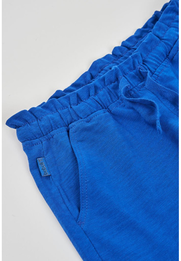 Conjunto Camiseta Punto Listada Y Bermudas Punto Flamé Niña Azul