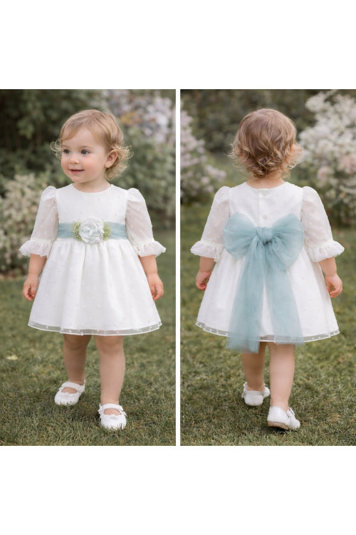 VESTIDO CEREMONIA PLUMETI GASA M/FRANCESA TUL VERDE