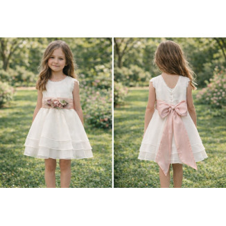 Vestido ceremonia Organza Gardenia color blanco