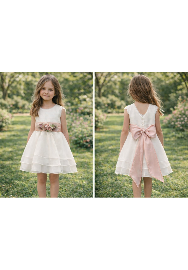 Vestido ceremonia Organza Gardenia color blanco