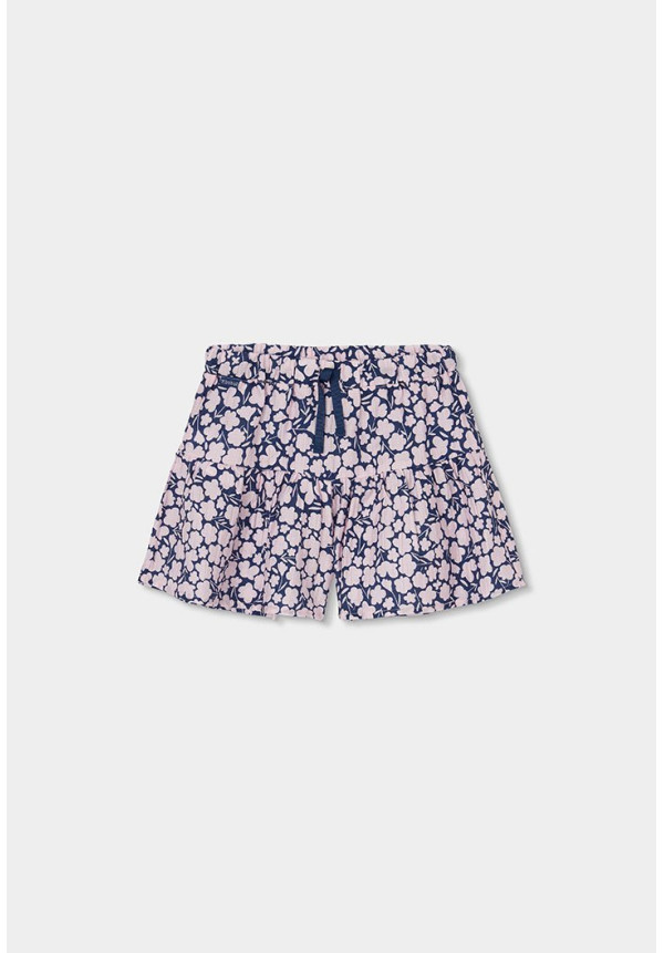 Conjunto Blusa Viscosa Y Falda-Pantalón Viscosa Flores Niña Azul Y Rosa