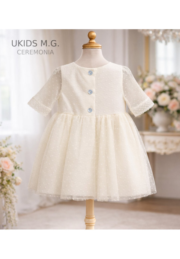Vestido Tul Plumeti Básico sin fajín color blanco