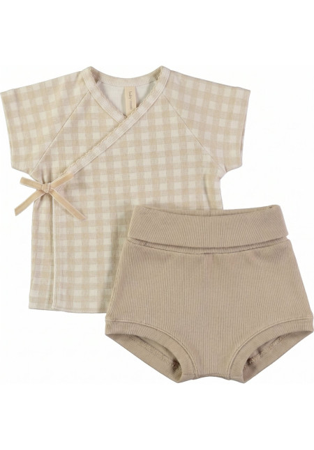 Conjunto camiseta cruzada manga corta + culotte. SMILE TOSCANA SAND Conjunto camiseta cruzada manga corta + culotte. SMILE TOSCANA SAND