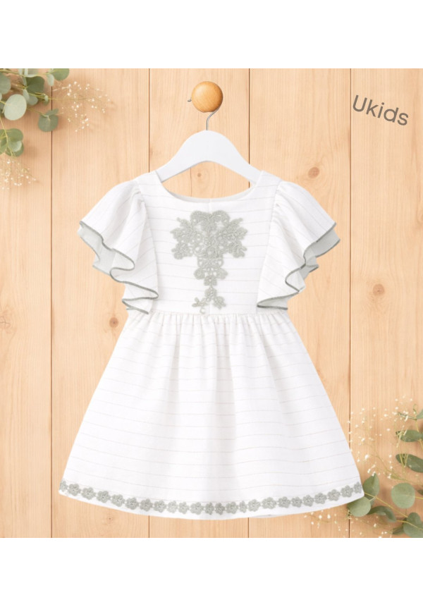 Vestido Niña Ceremonia. Color Verde hoja  W