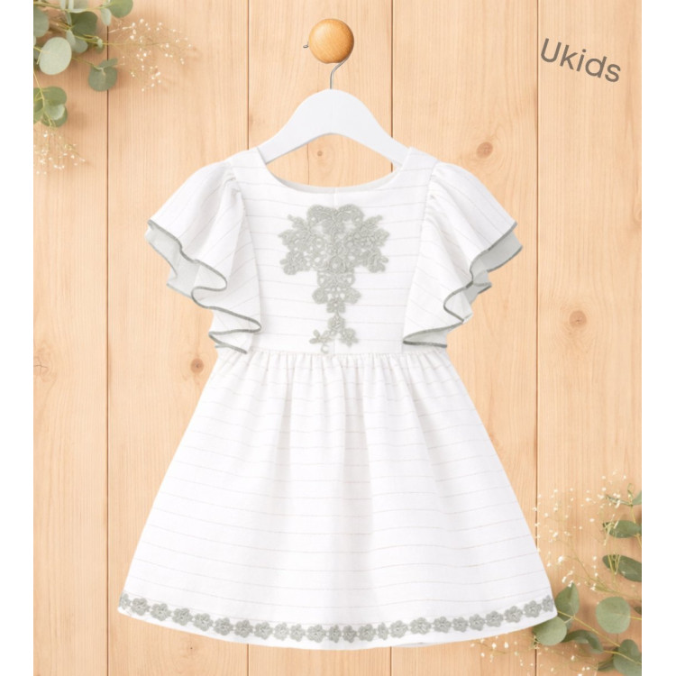 Vestido Niña Ceremonia. Color Verde hoja  W