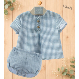 Conjunto Baby Art.0018 'Familia Provenzal' Celeste Empolvado