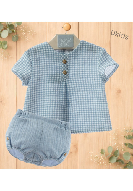 Conjunto Baby Art.0018 'Familia Provenzal' Celeste Empolvado