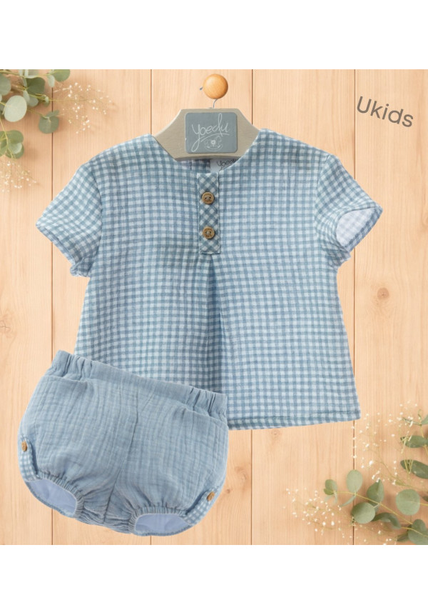 Conjunto Baby Art.0018 'Familia Provenzal' Celeste Empolvado