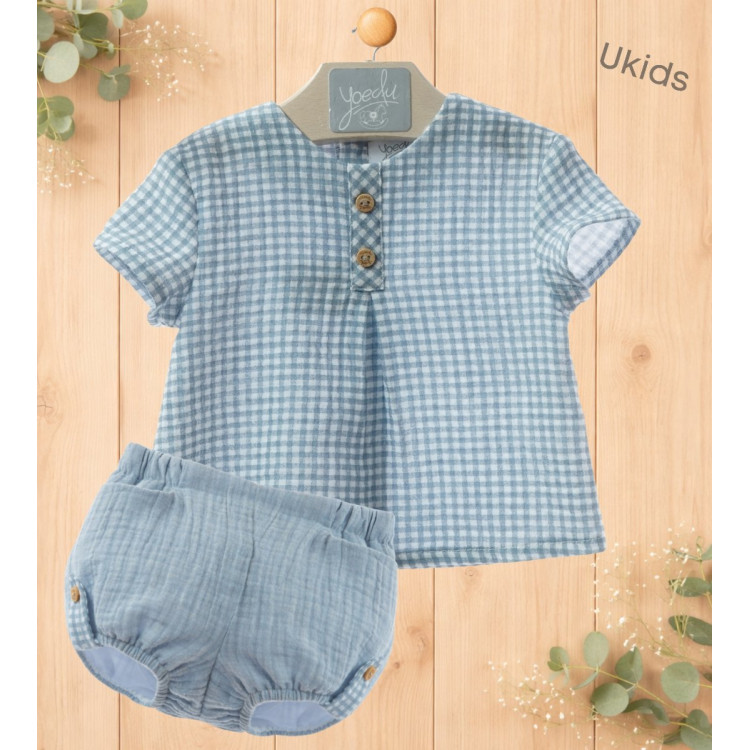 Conjunto Baby Art.0018 'Familia Provenzal' Celeste Empolvado