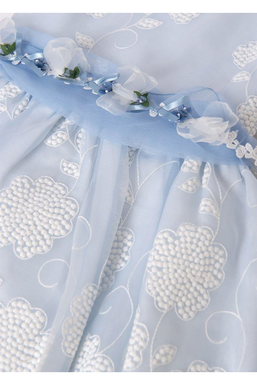 Vestido Organza Bordado Celeste