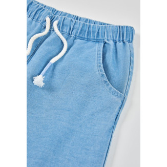 Conjunto Top Denim Bordado Y Pantalón Denim Niña Azul