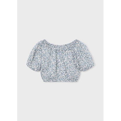 Top Dobby Estampado Celeste