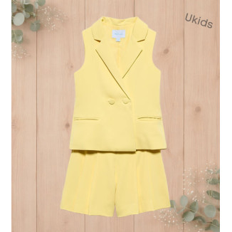 Traje Bermuda Crepe Amarillo