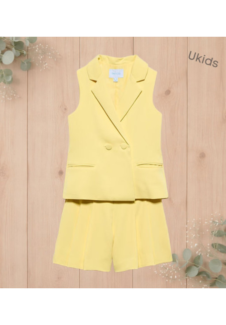 Traje Bermuda Crepe Amarillo