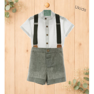 Conjunto Bebe Con Tirantes Art.0258 'Familia Samurai' Verde Hoja