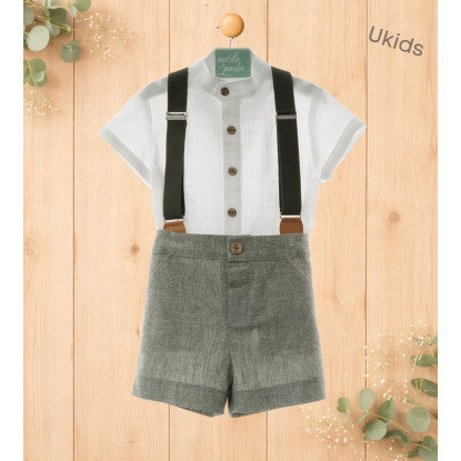 Conjunto Bebe Con Tirantes Art.0258 'Familia Samurai' Verde Hoja
