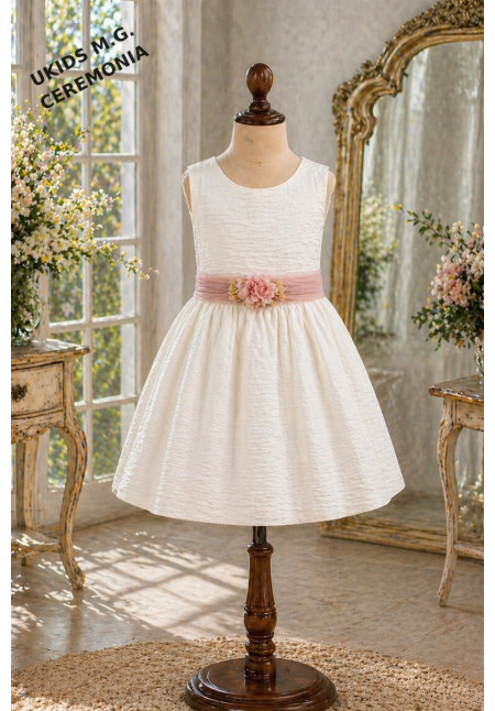 Vestido Bambula sin mangas Lazo tul rosa