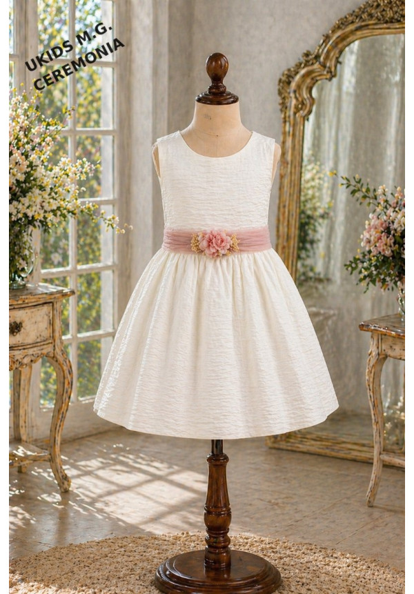 Vestido Bambula sin mangas Lazo tul rosa