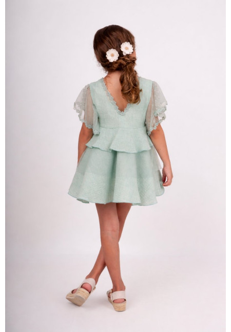 Vestido Niña Ceremonia.  Color Verde Mint