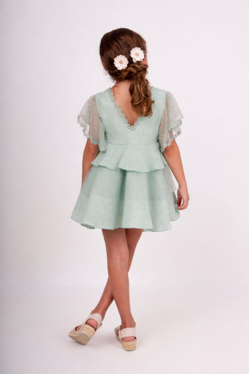 Vestido Niña Ceremonia.  Color Verde Mint