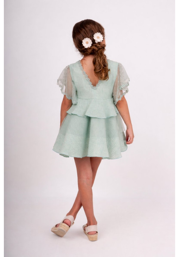 Vestido Niña Ceremonia.  Color Verde Mint