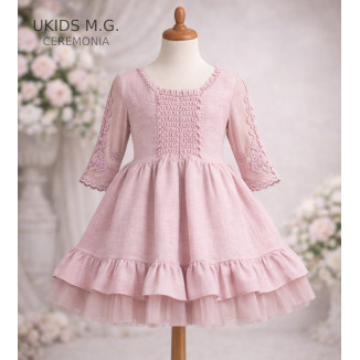Vestido Niña Ceremonia.  Color Rosa