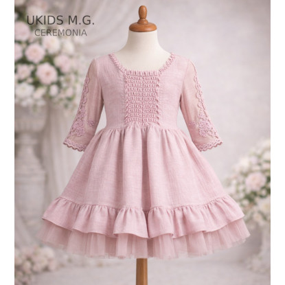 Vestido Niña Ceremonia.  Color Rosa
