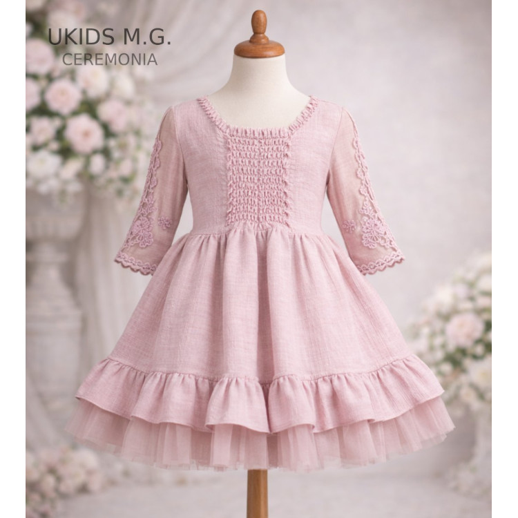 Vestido Niña Ceremonia.  Color Rosa