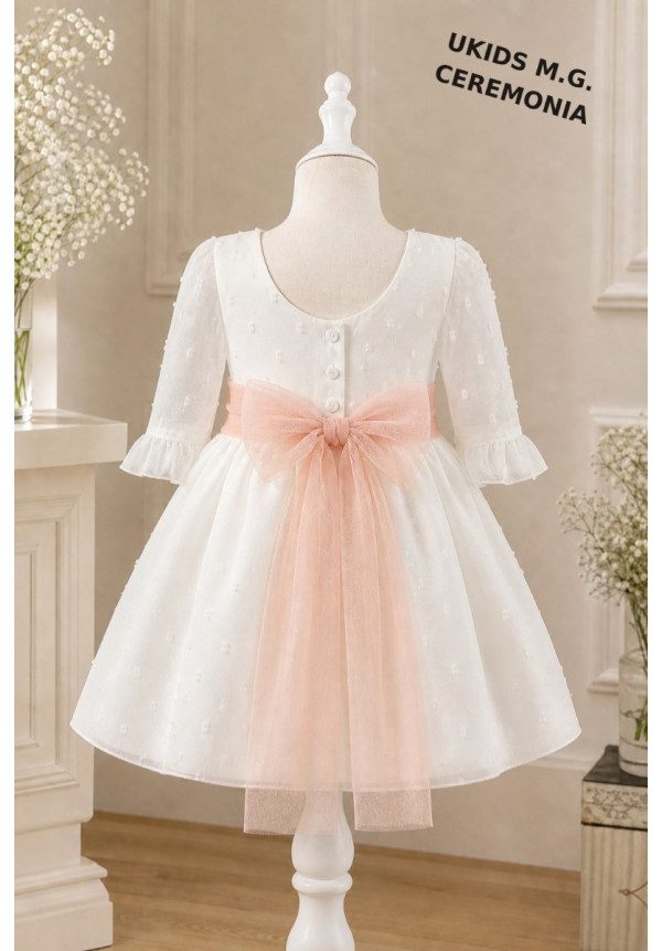 VESTIDO CEREMONIA PLUMETI GASA M/FRANCESA TUL ROSA