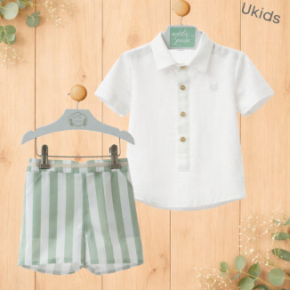 Conjunto Bebe Manga Corta Art.0251 'Familia Minarai' Musgo