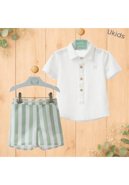 Conjunto Bebe Manga Corta Art.0251 'Familia Minarai' Musgo