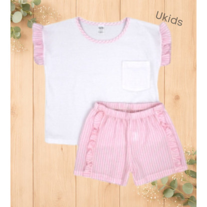 Camiseta Y Bermudas Color Rosa