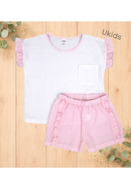 Camiseta Y Bermudas Color Rosa