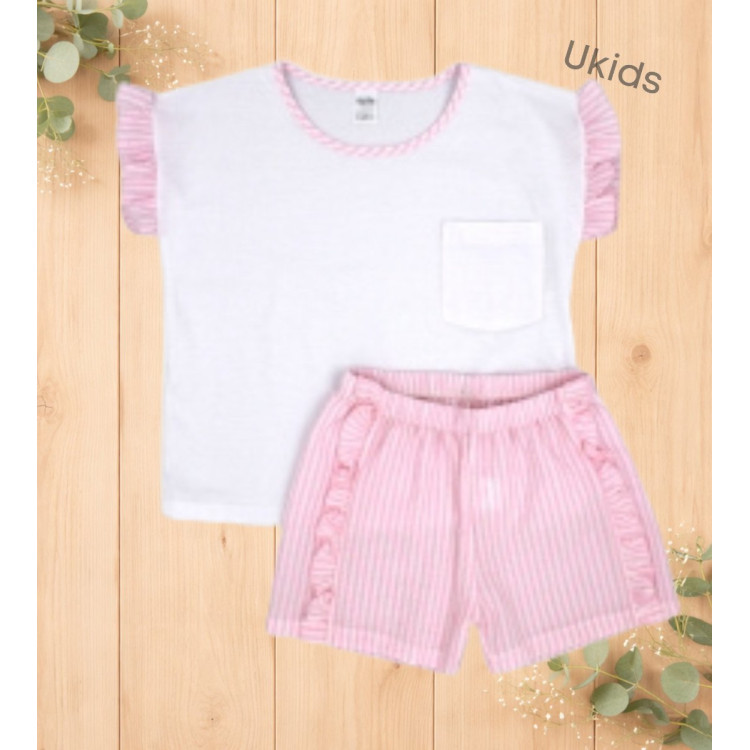 Camiseta Y Bermudas Color Rosa