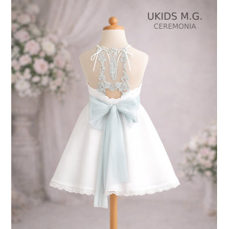 Vestido Niña Ceremonia. Color Verde Agua