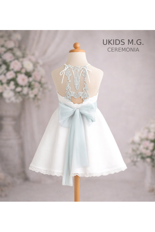 Vestido Niña Ceremonia. Color Verde Agua