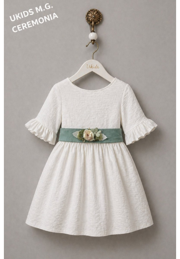 VESTIDO BÁMBULA/LINO MANGA FRANCESA FAJIN LINO verde