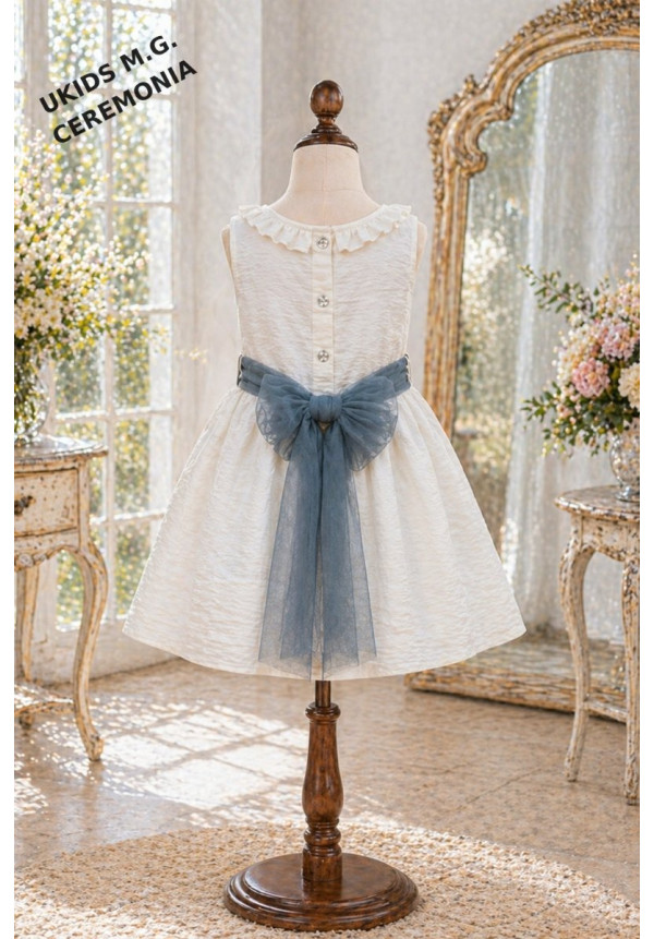 Vestido Bambula sin mangas Lazo tul azul
