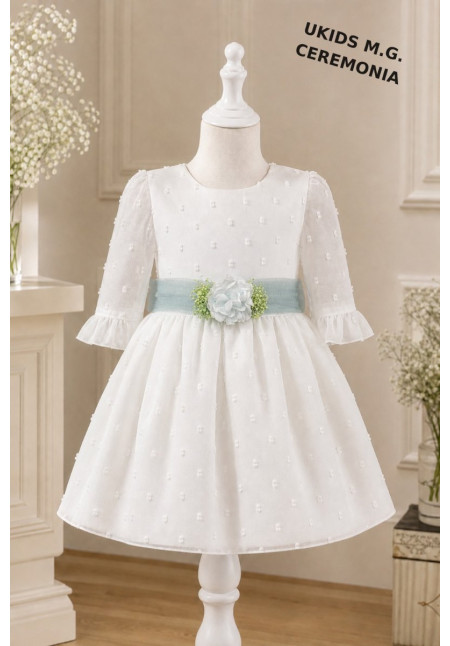 VESTIDO CEREMONIA PLUMETI GASA M/FRANCESA TUL VERDE
