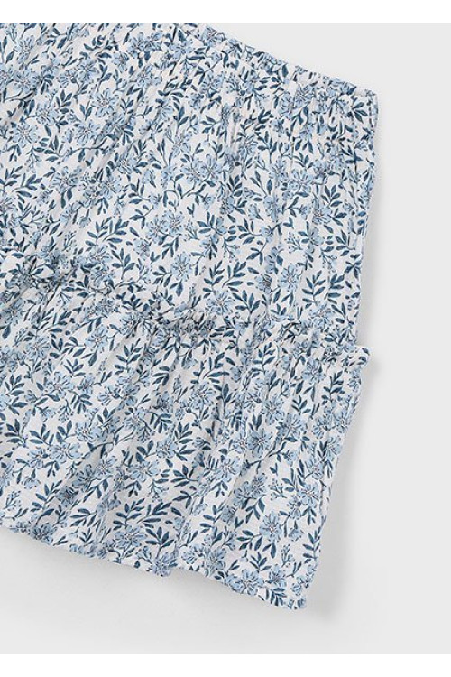 Falda Dobby Estampada Celeste