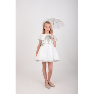 Vestido Niña Ceremonia. Color Verde hoja  W