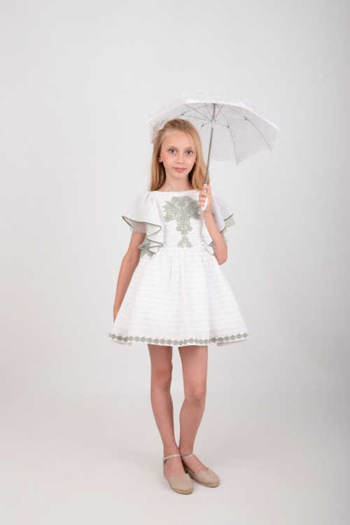 Vestido Niña Ceremonia. Color Verde hoja  W